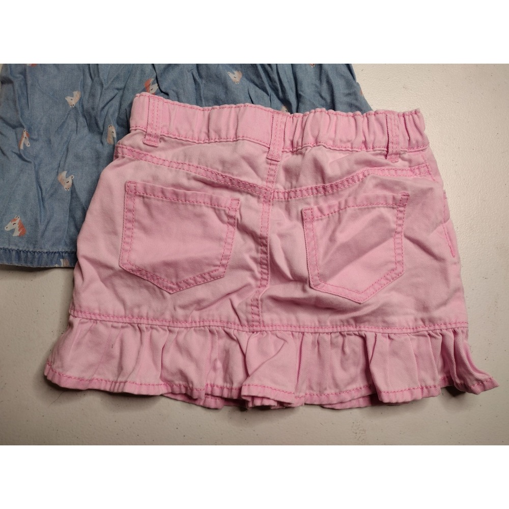 Carters Toddler Girls 3T Unicorn Chambray Top and Pink‎ Ruffle Skirt Outfit Set - Picture 3 of 6